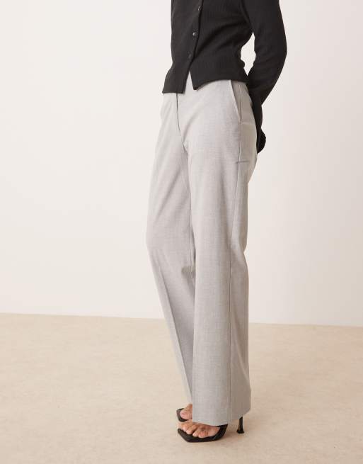 ASOS DESIGN Petite tailored slim straight pants in light gray