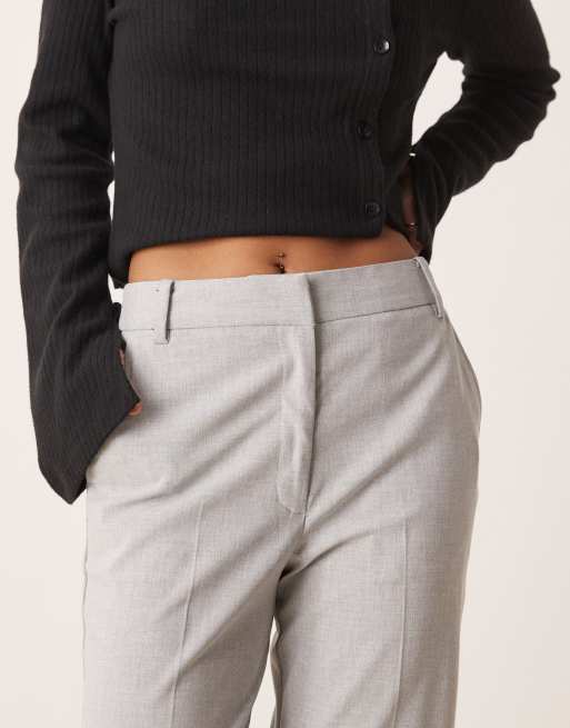 ASOS DESIGN Petite tailored slim straight pants in light gray