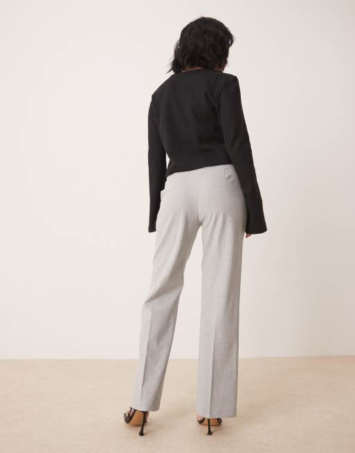ASOS DESIGN Petite tailored slim straight pants in light gray