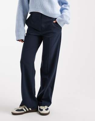 Asos Design Petite Tailored Slim Straight Pants In Blue