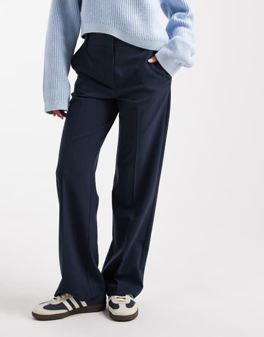 ASOS DESIGN Petite tailored slim straight pants in navy