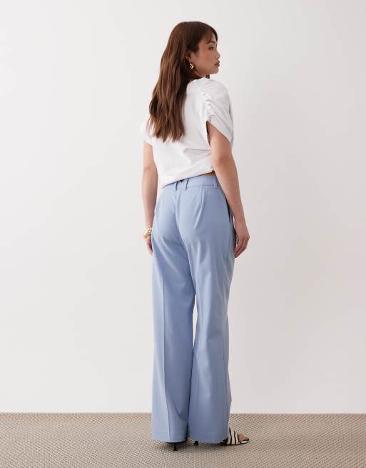 ASOS DESIGN Petite tailored slim straight pants in soft blue, 3 of 5
