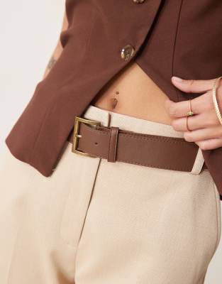 ASOS DESIGN PETITE TAILORED SLIM STRAIGHT PANTS WITH BELT 