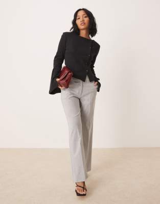 ASOS DESIGN ASOS DESIGN Petite tailored slim straight trousers in light grey