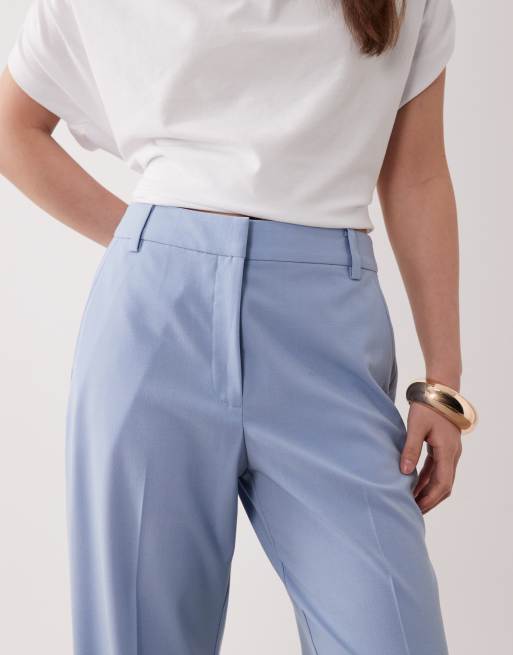 ASOS DESIGN Petite tailored slim straight trousers in soft blue, 5 of 5