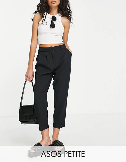 ASOS DESIGN Petite tailored smart tapered pants in black