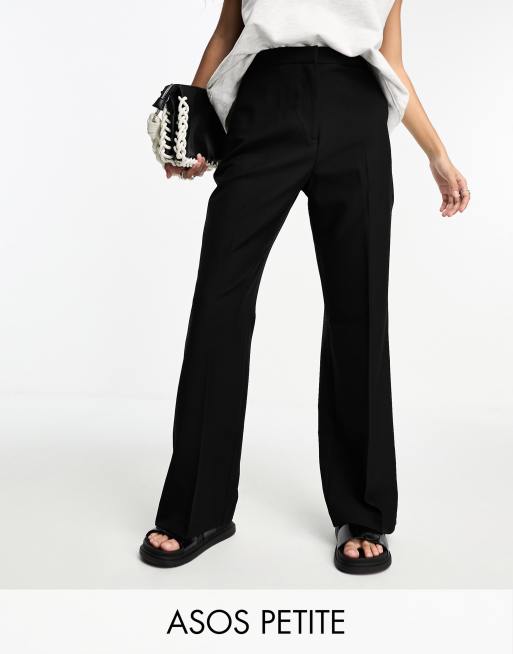 ASOS DESIGN Petite + 90’s straight leg leather look trouser in black