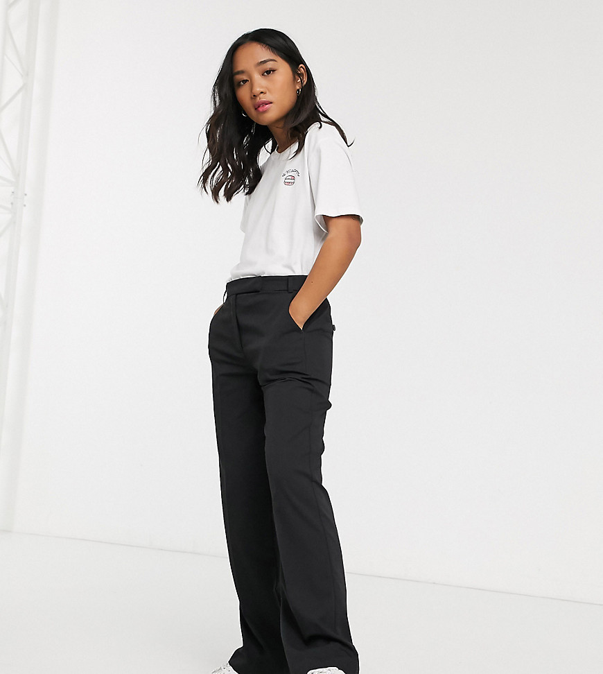 ASOS DESIGN Petite tailored straight leg trousers-Black
