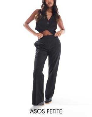 ASOS Petite ASOS DESIGN Petite tailored straight trouser in black