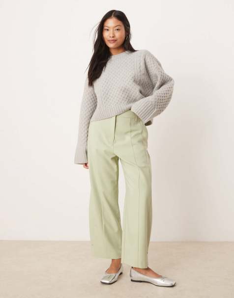ASOS DESIGN Petite tailored tab detail trousers in pistachio - view 1