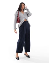 Bershka wide leg tailored pants in burgundy