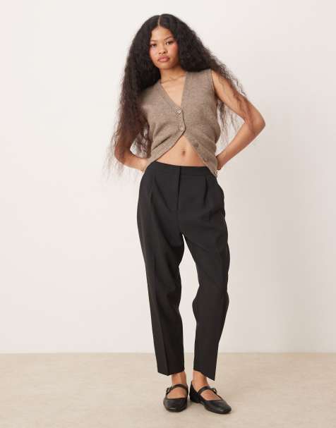 ASOS DESIGN Petite tailored tapered trousers in black - view 1