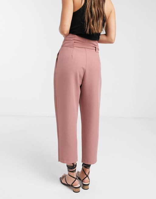 ASOS DESIGN Petite tailored tie waist tapered ankle grazer pants