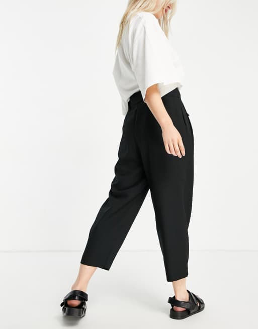 ASOS DESIGN Petite tailored tie waist tapered ankle grazer trousers