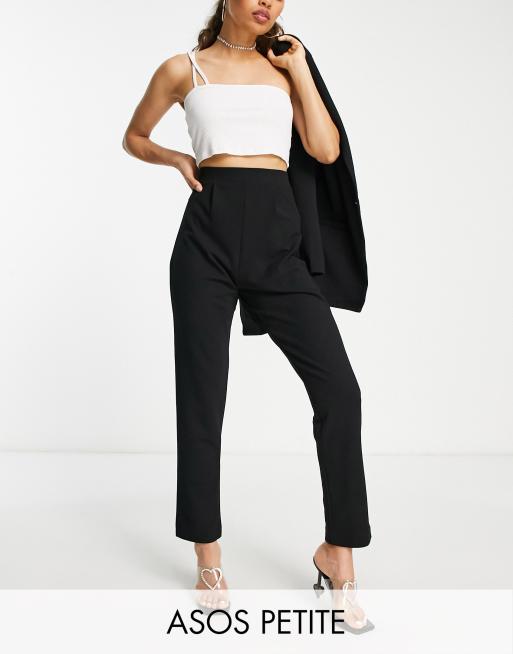ASOS DESIGN Petite - Tapered habitbukser i sort jersey