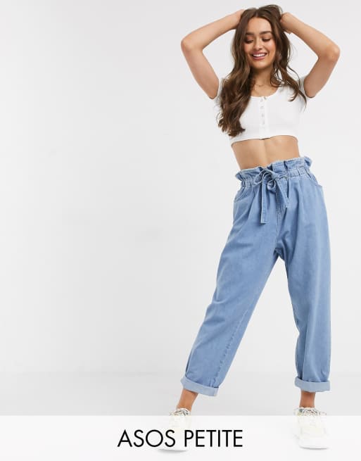 Denim paper bag jeans cheap