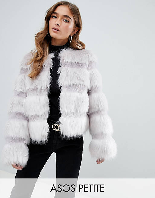 ASOS DESIGN Petite textured faux fur coat | ASOS