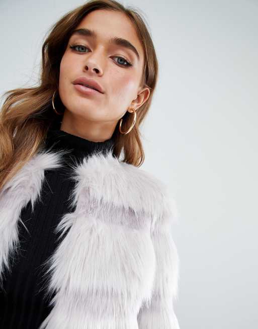 Asos design textured store faux fur coat