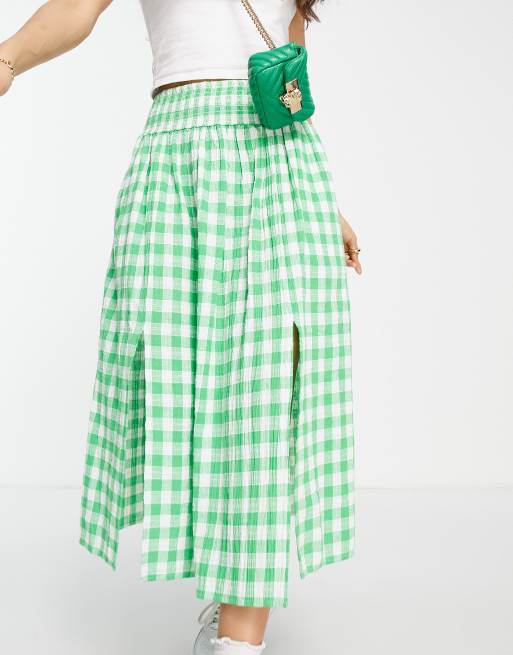 Asos gingham midi skirt sale