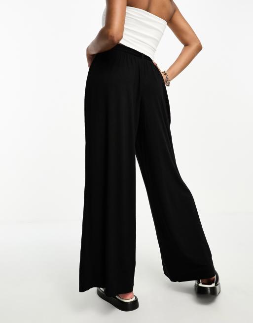 ASOS DESIGN tie belt wide leg pant culottes in black