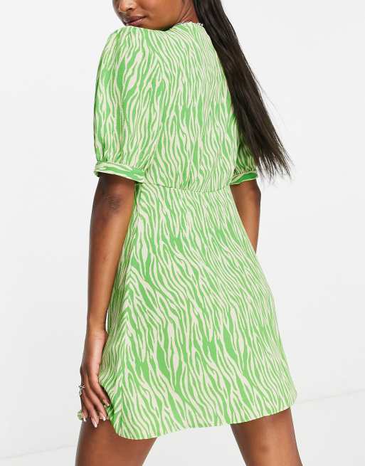 Asos green 2024 leopard print dress