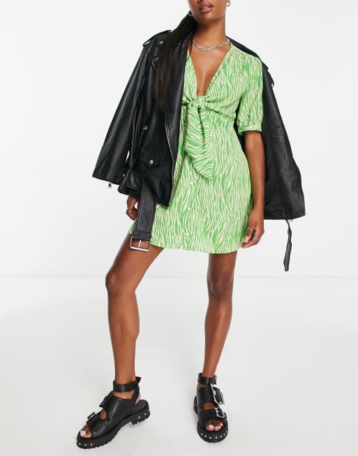 Asos green hotsell animal print dress