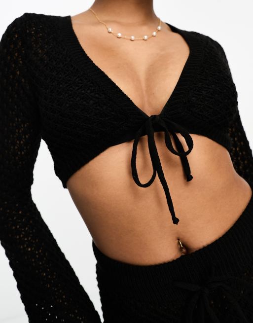 Petite Tie Front Crop Top