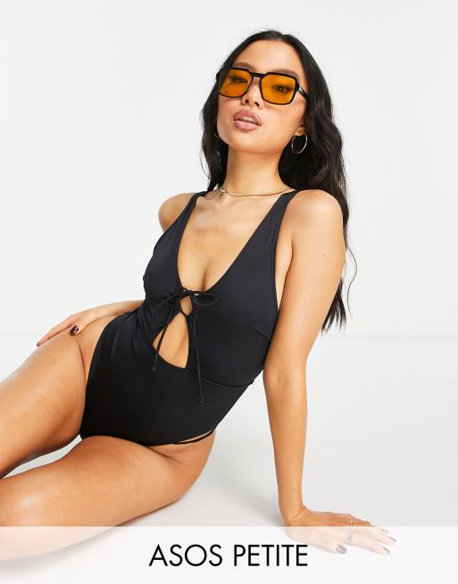 ASOS DESIGN plunge wiggle wire swimsuit in black