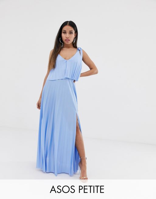 Asos design tie shoulder shop pleated crop top maxi dress