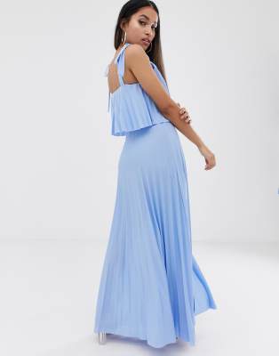 asos design pleated crop top maxi dress