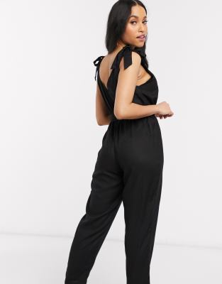 black tie strap jumpsuit