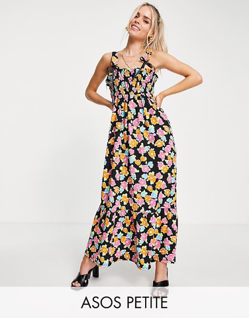 Floral Prints Black Straps Vibrant Maxi Dress Floral Prints Black Straps Vibrant Maxi Dress