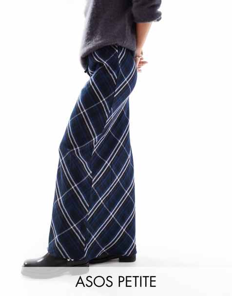 ASOS DESIGN Petite tie waist maxi in  blue & pink check - view 1