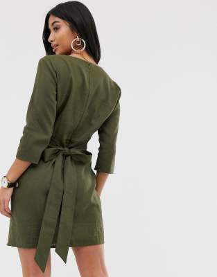 asos design tie wrap around mini dress