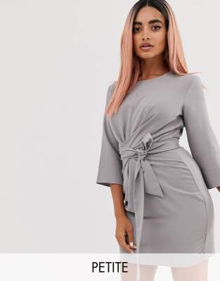 asos design tie wrap around mini dress