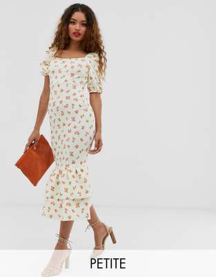 ASOS DESIGN Petite tiered double frill hem maxi dress-Multi