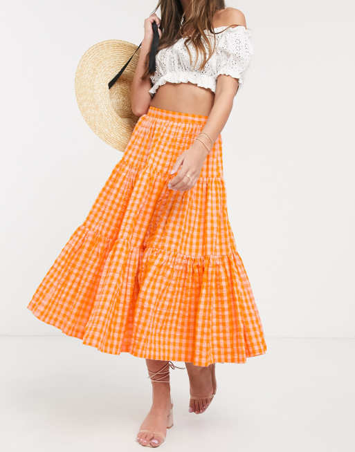 Asos gingham shop midi skirt