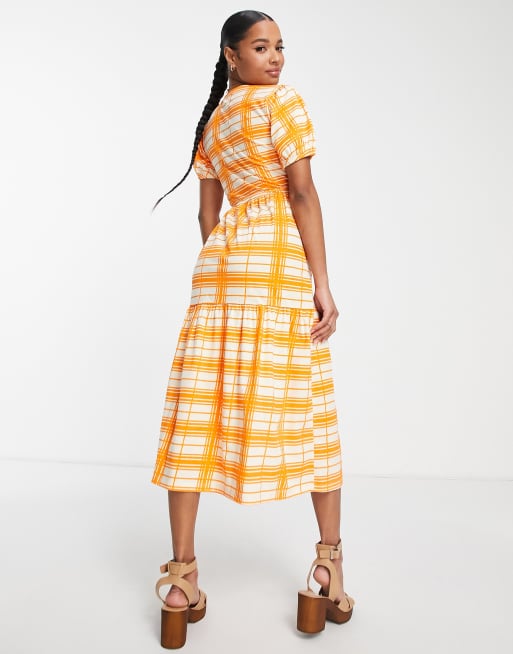 Mango check sale wrap dress