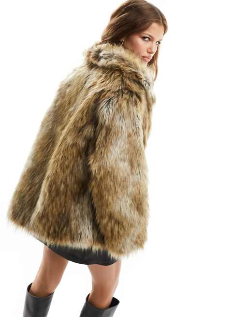 ASOS DESIGN faux fur collar in brown