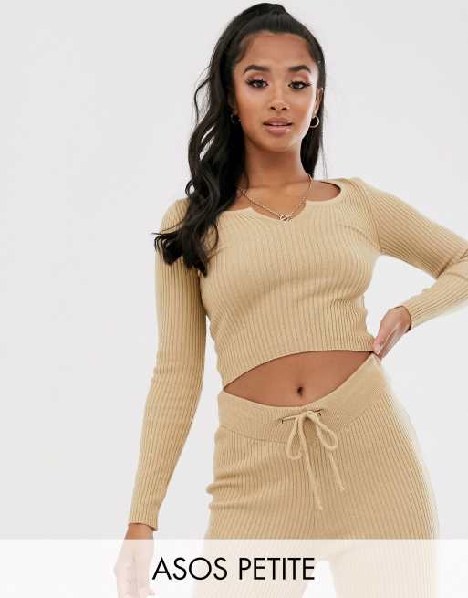  ASOS DESIGN Petite - Ensemble en maille côtelée - Taupe, 2 de 3