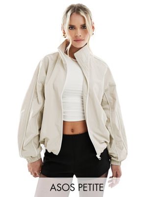 ASOS DESIGN Petite track jacket with piping detail in stone - ASOS Price Checker