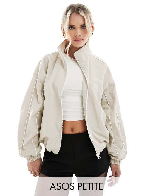 FhyzicsShops DESIGN Petite track jacket WEBER with piping detail in stone