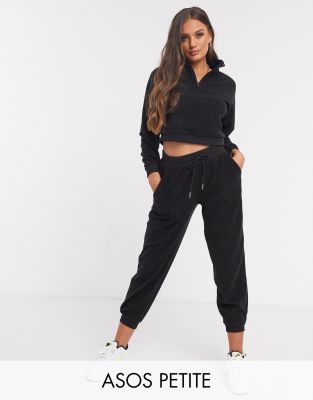 ASOS DESIGN Petite tracksuit fleece top with half zip / slim