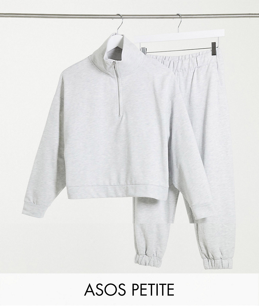 Asos Design Petite Tracksuit Half-zip Sweatshirt / Sweatpants Set-grey