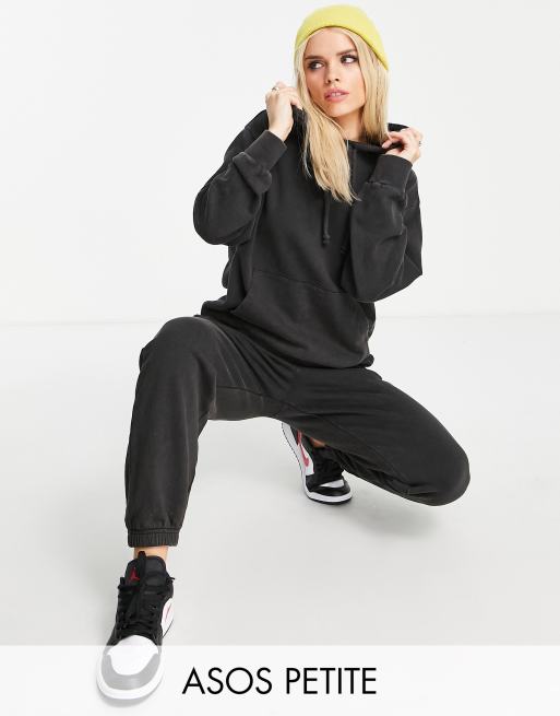 ASOS DESIGN Petite tracksuit hoodie / sweatpants in washed