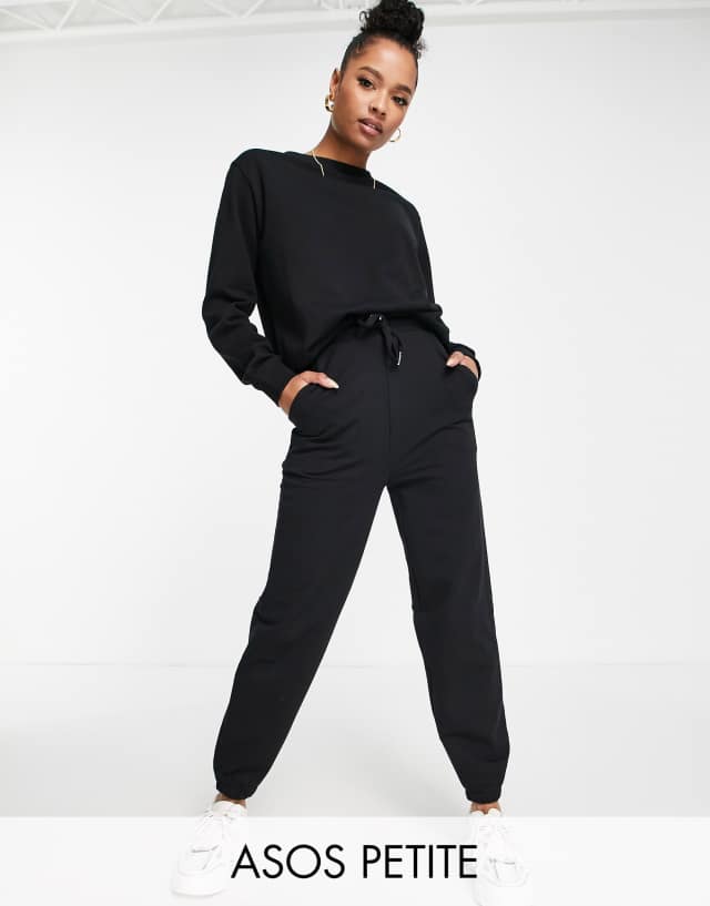 ASOS DESIGN Petite tracksuit slim sweat / sweatpants in black - BLACK