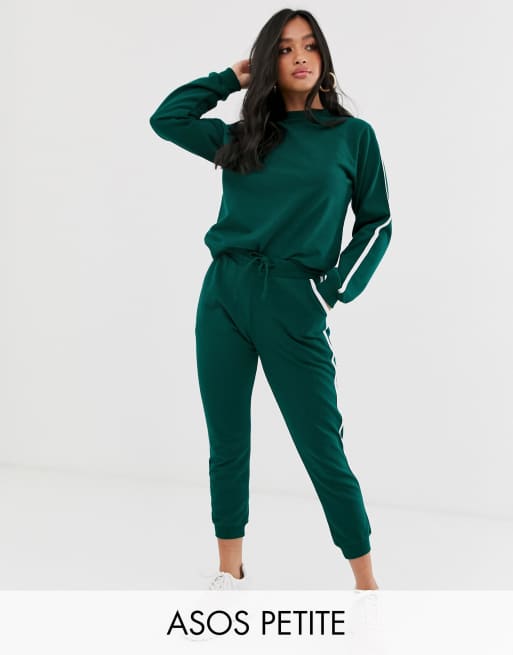 ASOS DESIGN Petite tracksuit sweat basic jogger with tie with contrast binding ASOS