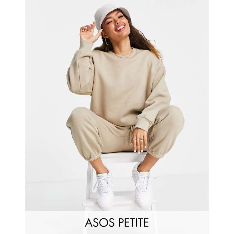 ASOS DESIGN Petite tracksuit ultimate sweat jogger in neutral ASOS