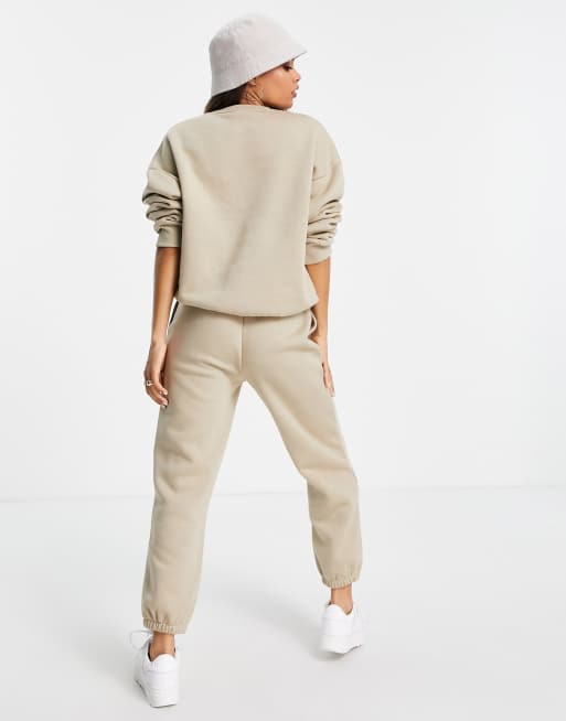 ASOS DESIGN Petite tracksuit ultimate sweatshirt / sweatpants in neutral