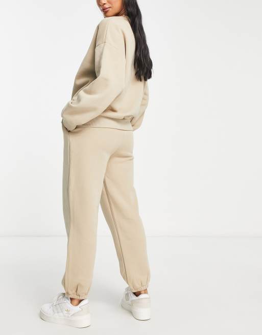 ASOS DESIGN Petite tracksuit ultimate sweatshirt / sweatpants in neutral